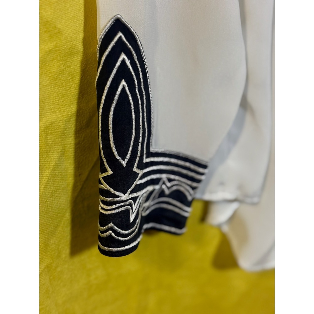 Vintage Jordan White Sailor Collar Blouse Navy Blue Striped Cuffs Size Medium - Picture 8 of 12
